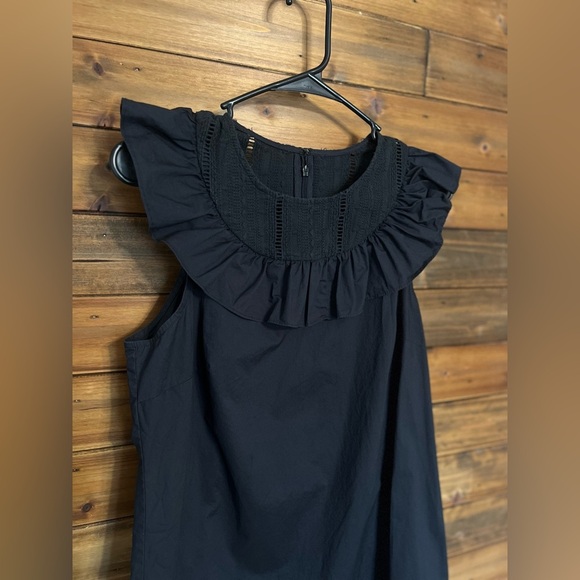 J.Crew Ruffle Dress size 8 color black cotton - Picture 3 of 7